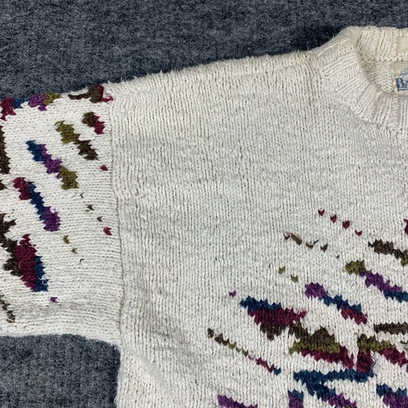 Vintge BD Baggies Sweater Mens Medium White Handknit Aztec Southwestern Abstract - Picture 6 of 12